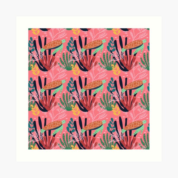 Spring Pattern Tortoise 4 Art Print