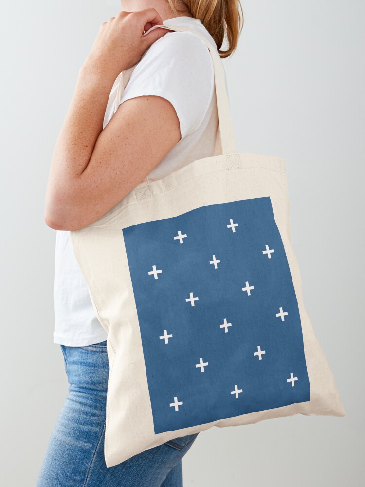 Blue Geo Prism Large Fabric Canvas Tote Bag