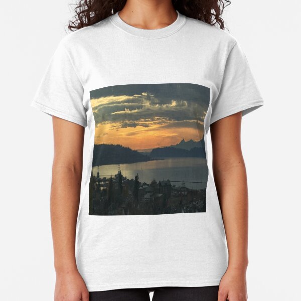 Cityscape Original Printed Short Sleeve Shirt Size XS-2XL Big,Aerial View of Old