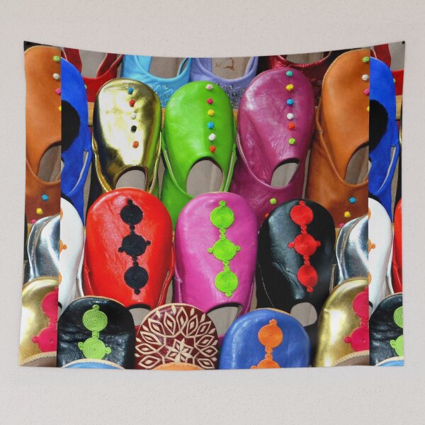 Item preview, DJAZAIR 2 rows of slippers in a Morocco Essaouira souk shop designed and sold by dragonemma.