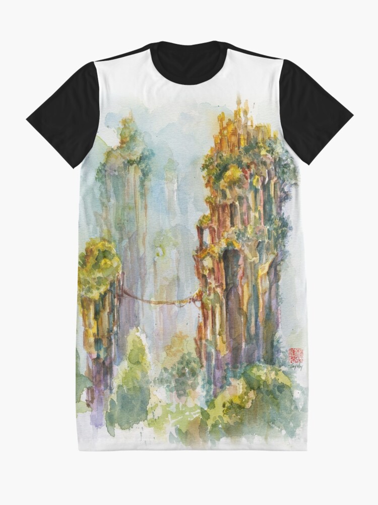 Alternate view of Pillars of Angae - Watercolor Art by Tony Moy Graphic T-Shirt Dress
