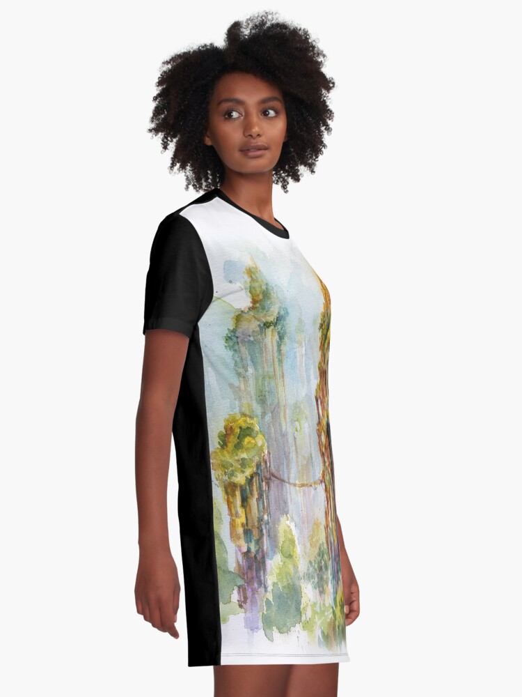 Alternate view of Pillars of Angae - Watercolor Art by Tony Moy Graphic T-Shirt Dress