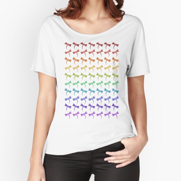 Rainbow dragonfly pattern Relaxed Fit T-Shirt