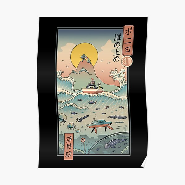 Ukiyo e by the Sea Poster