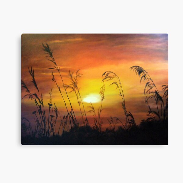 Sunset Lake Landscape Painting Canvas Print for Sale by Katri Ketola