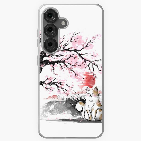 Vista previa del artículo con la obra «Gato sakura», diseñado y vendido por Daisyart-lab.