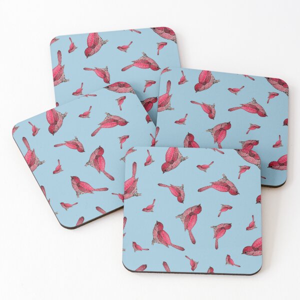 Item preview, Pretty Little Red Birds Pattern on Blue designed and sold by RosalieReeves.