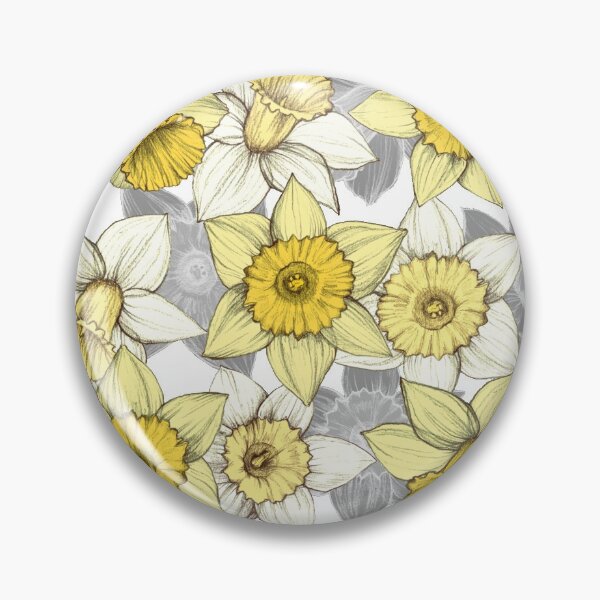 Item preview, Daffodil Daze - yellow & grey daffodil illustration pattern designed and sold by micklyn.