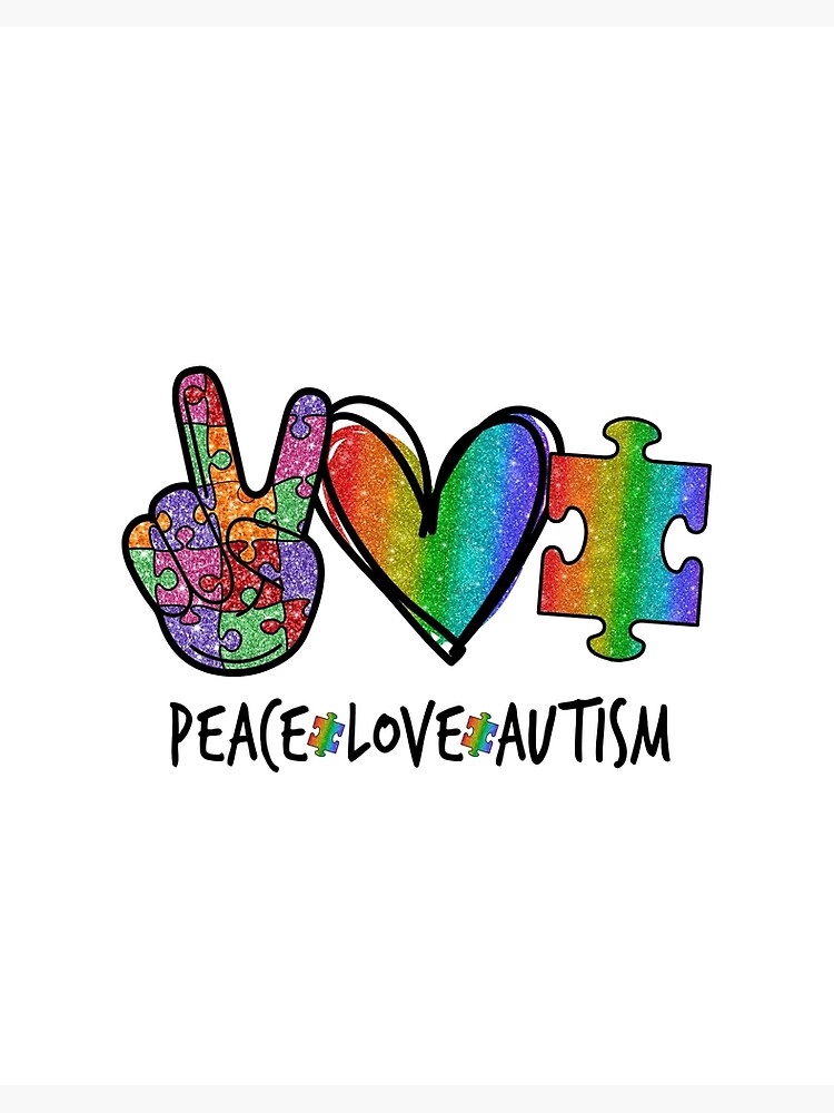 Peace Love Autism Art Board Print By Badaudesign Redbubble