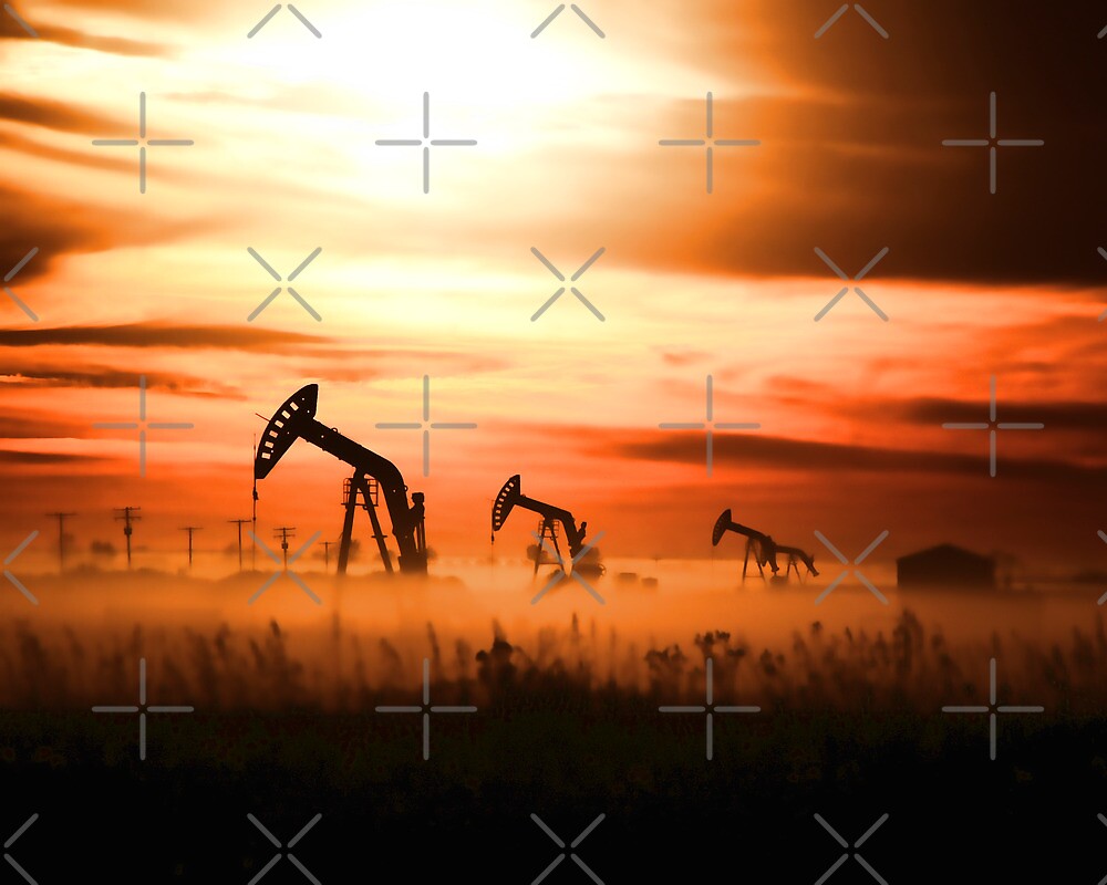 "Sunset Pump Jacks" by Angela E.L. Clements Redbubble