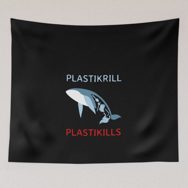 Item preview, Plastic Krill, plastic kills - Save ocean whales - caption dark shirt designed and sold by Looking Daggers.