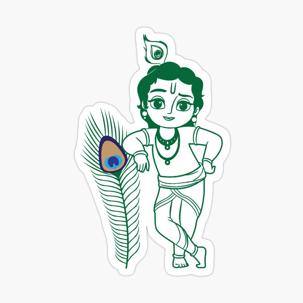 Cute Little Krishna Cartoon Drawing