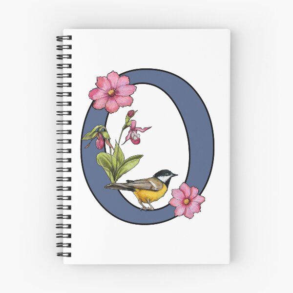 Item preview, LETTER O, Initial, Monogram, BIRD, Flowers, Ladyslipper, Cosmos, Pink designed and sold by JoyfulWhimsy.