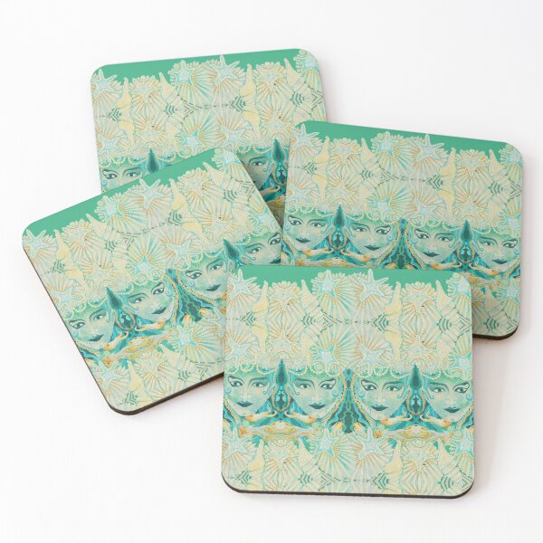 Item preview, Mermaid, Many Sea Shells,  and Fishes Pattern designed and sold by WatersEdgeGal.