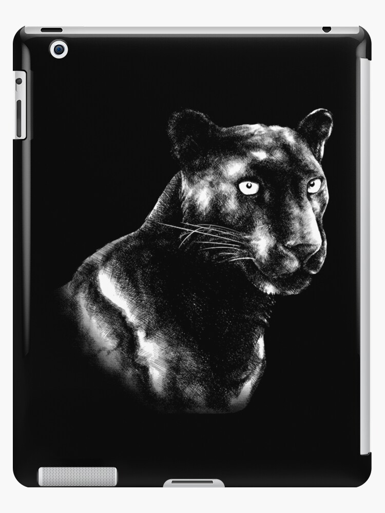 Black Panther Animal Portrait Black And White Dark Background Ipad Case Skin By Mmmsdesigns Redbubble