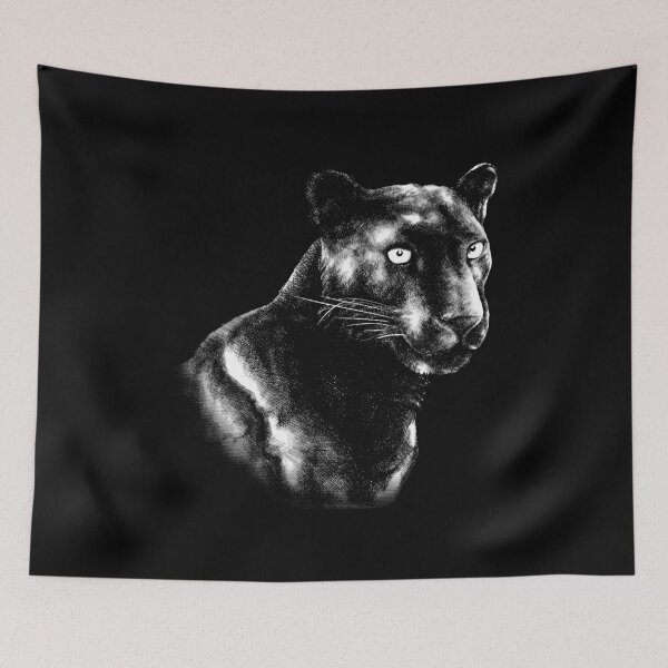 Item preview, Black Panther Animal Portrait black and white (dark background) designed and sold by MMMSdesigns.