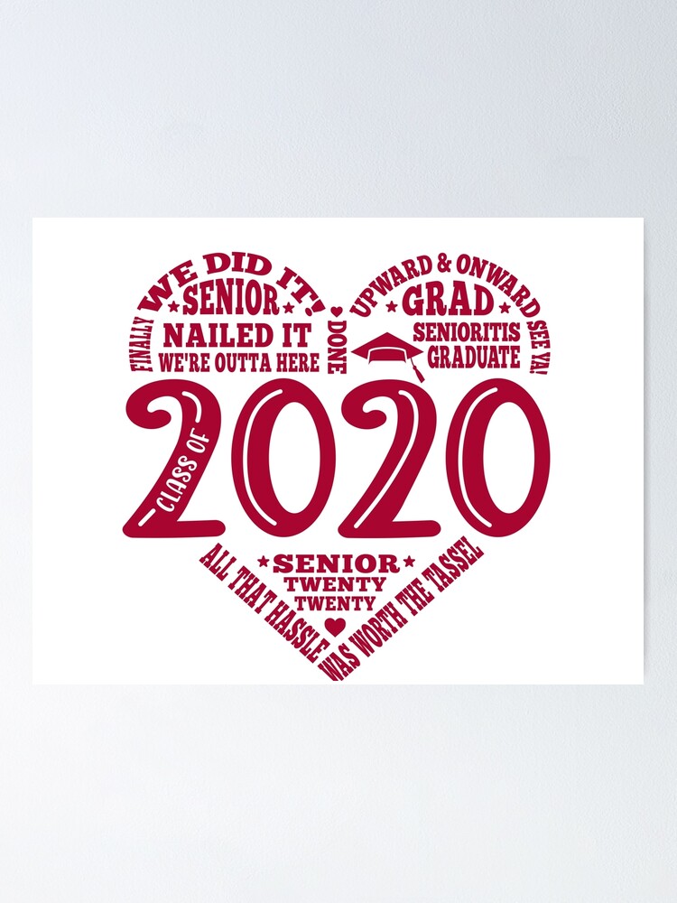 Class Of 2020 Graduation Heart Subway Art Grad 2020 Word Cloud Poster By Brackerdesign Redbubble