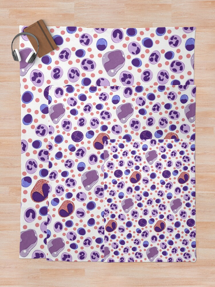 Alternate view of Large White Blood Cell Pattern Throw Blanket