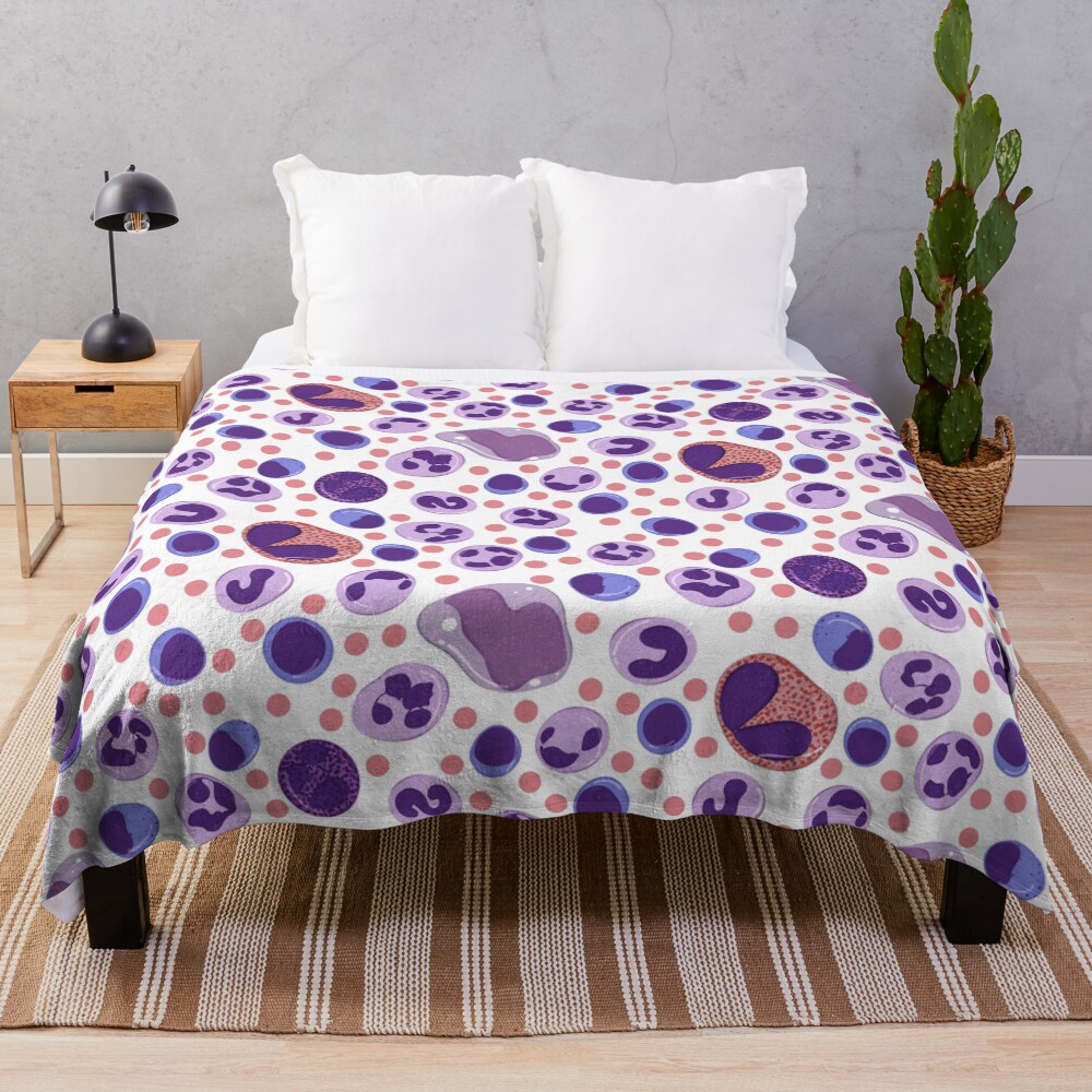 Large White Blood Cell Pattern Throw Blanket