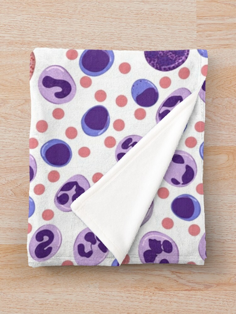 Alternate view of Large White Blood Cell Pattern Throw Blanket
