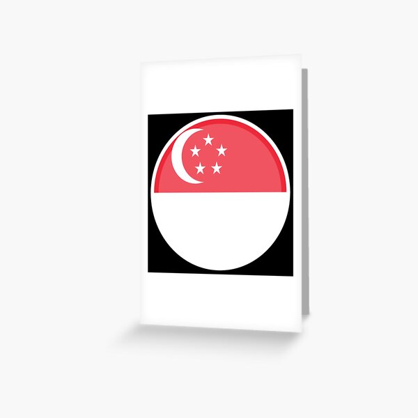 Singapore Round Flag With Country Code Greeting Card By Carlosalberto Redbubble