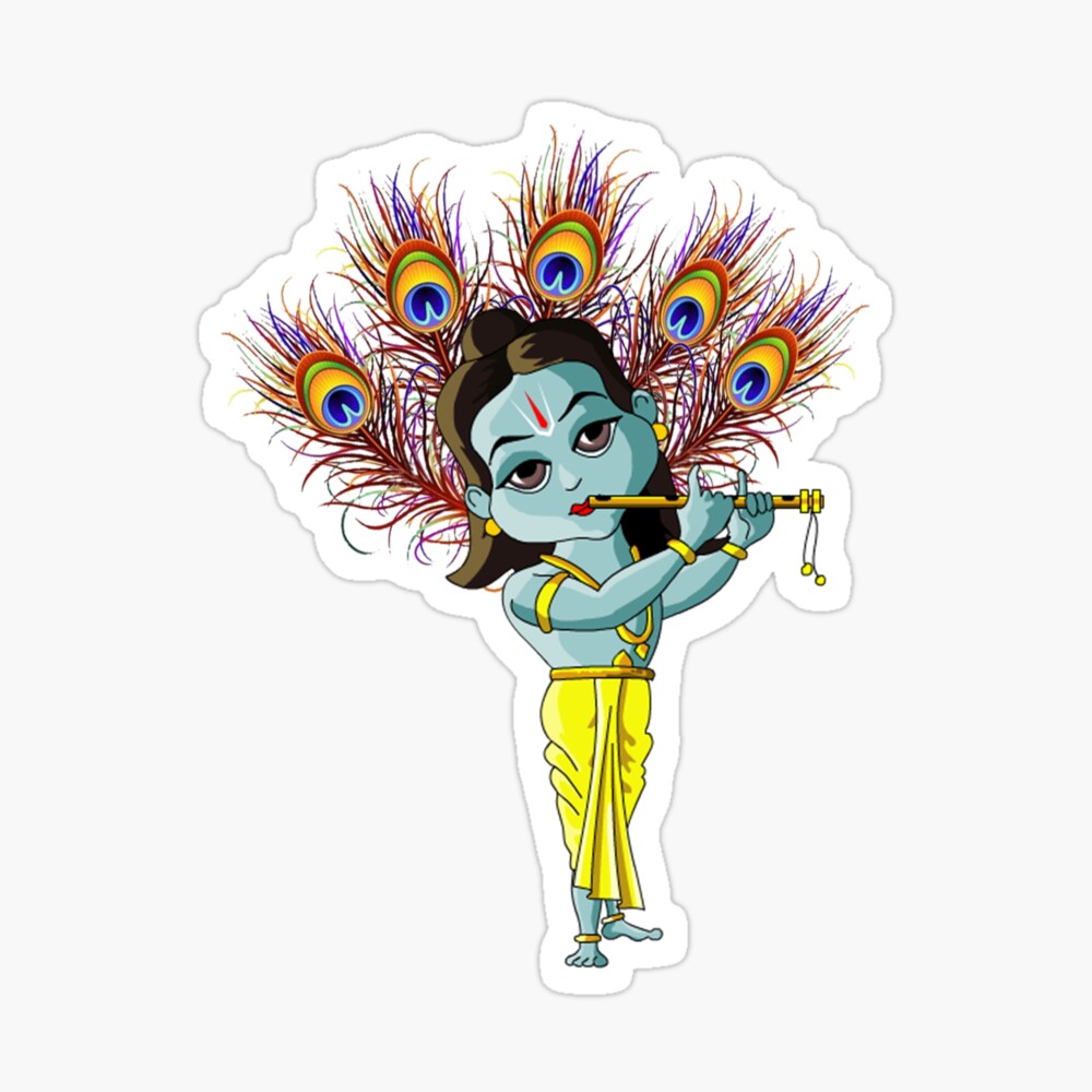 Lord Krishna Playing Flute I Hindu Wall Art I Indian Stickers I Buddhism I  Krishna Stickers