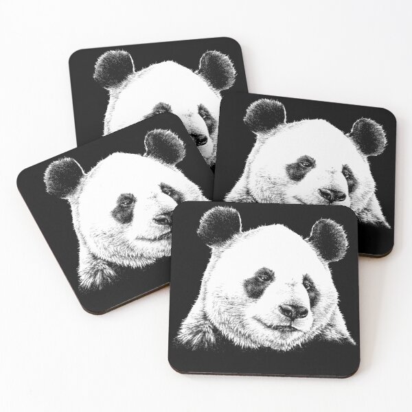 Item preview, Giant Panda Animal Portrait black and white (dark background) designed and sold by MMMSdesigns.