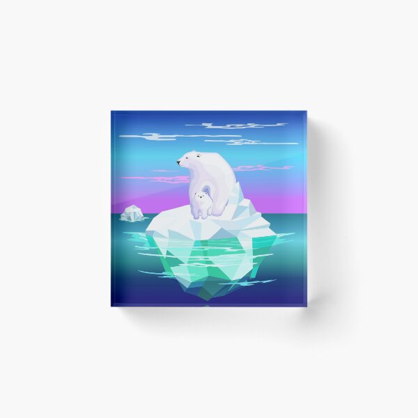 Item preview, Polar Bear Mom and Baby on Iceberg designed and sold by BluedarkArt.