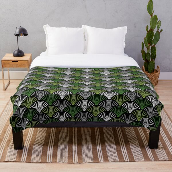 Art Deco Fans Green Throw Blanket
