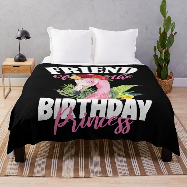Item preview, Friend Of The Birthday Princess Floral Flamingo Girls Party design designed and sold by Grabitees.