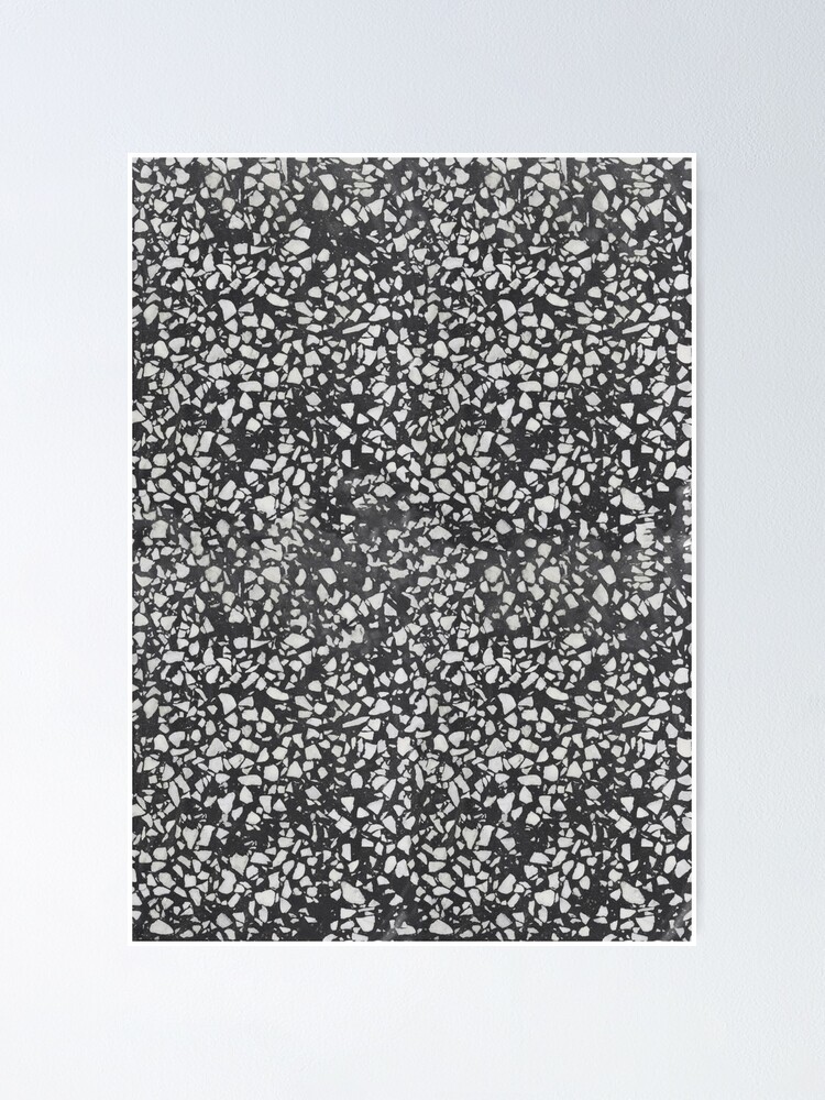 Poster for Sale avec l uvre Motif de texture Terrazzo noir et