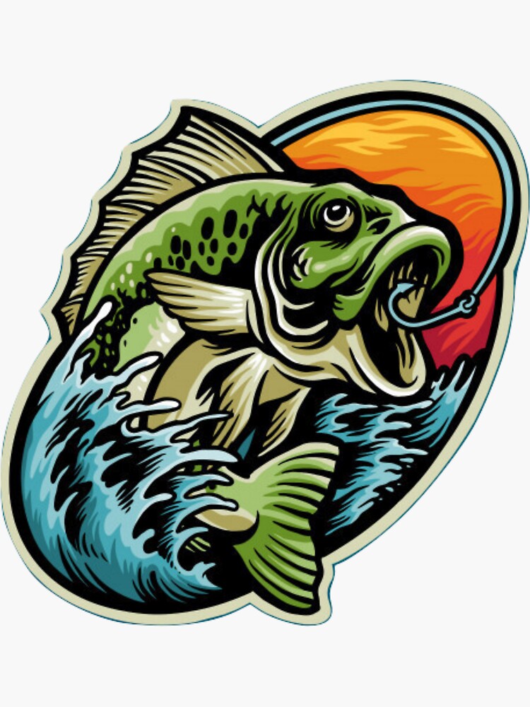 Flying Bass Fish Sticker for Sale by JAKE7