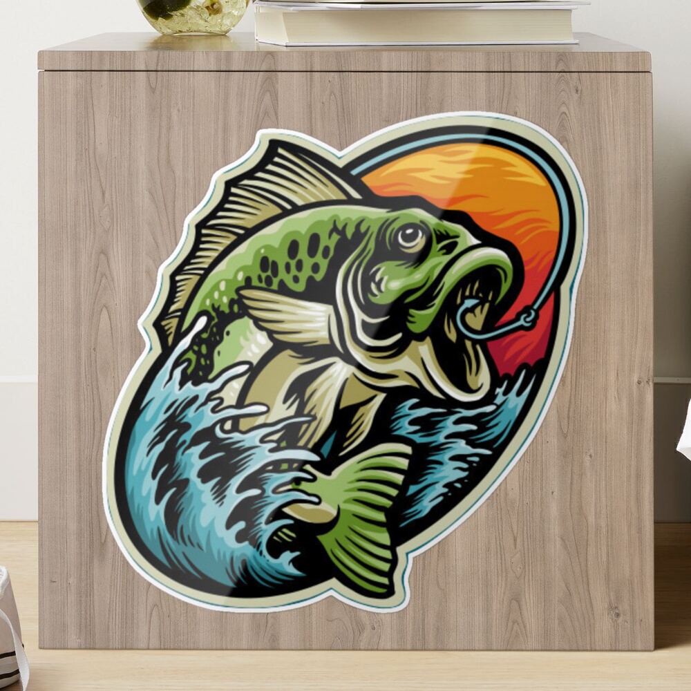 Flying Bass Fish Sticker for Sale by JAKE7