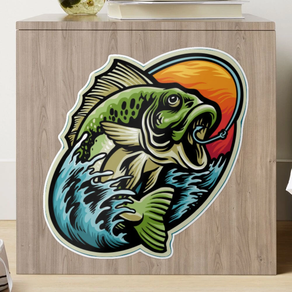 Flying Bass Fish Sticker for Sale by JAKE7