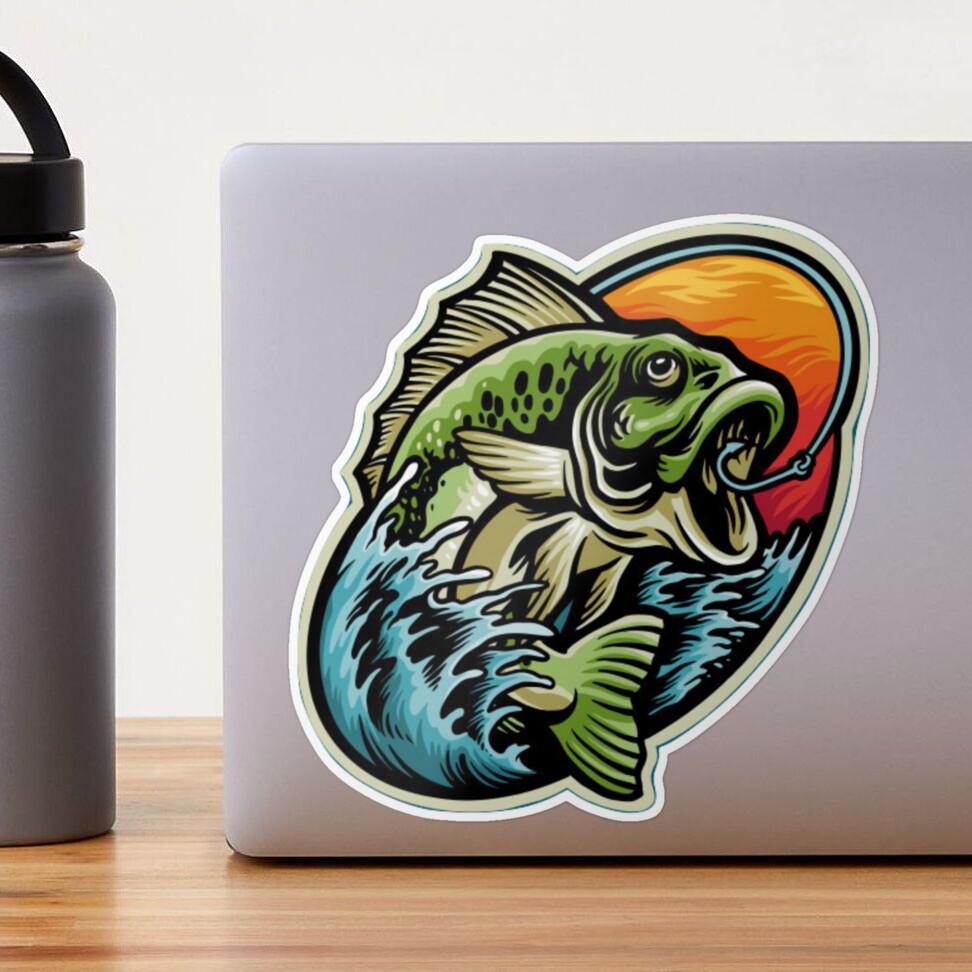 Flying Bass Fish Sticker for Sale by JAKE7