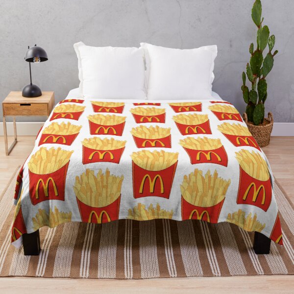 Classic junk food mcdonalds fries in red container Throw Blanket