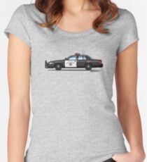 California Highway Patrol Ford Crown Victoria Police Interceptor Women's Fitted Scoop T-Shirt