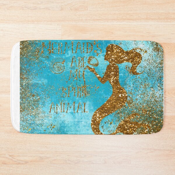 Item preview, Mermaids are my spirit animal- Gold Glitter Typography on Teal Texture designed and sold by UtArt.