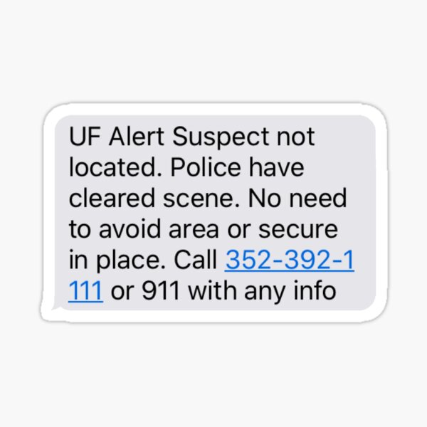 UF Alert Suspect Not Located Sticker