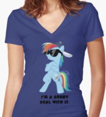 I'm a Brony Deal with it. (Rainbow Dash) - My little Pony Friendship is Magic Women's Fitted V-Neck T-Shirt