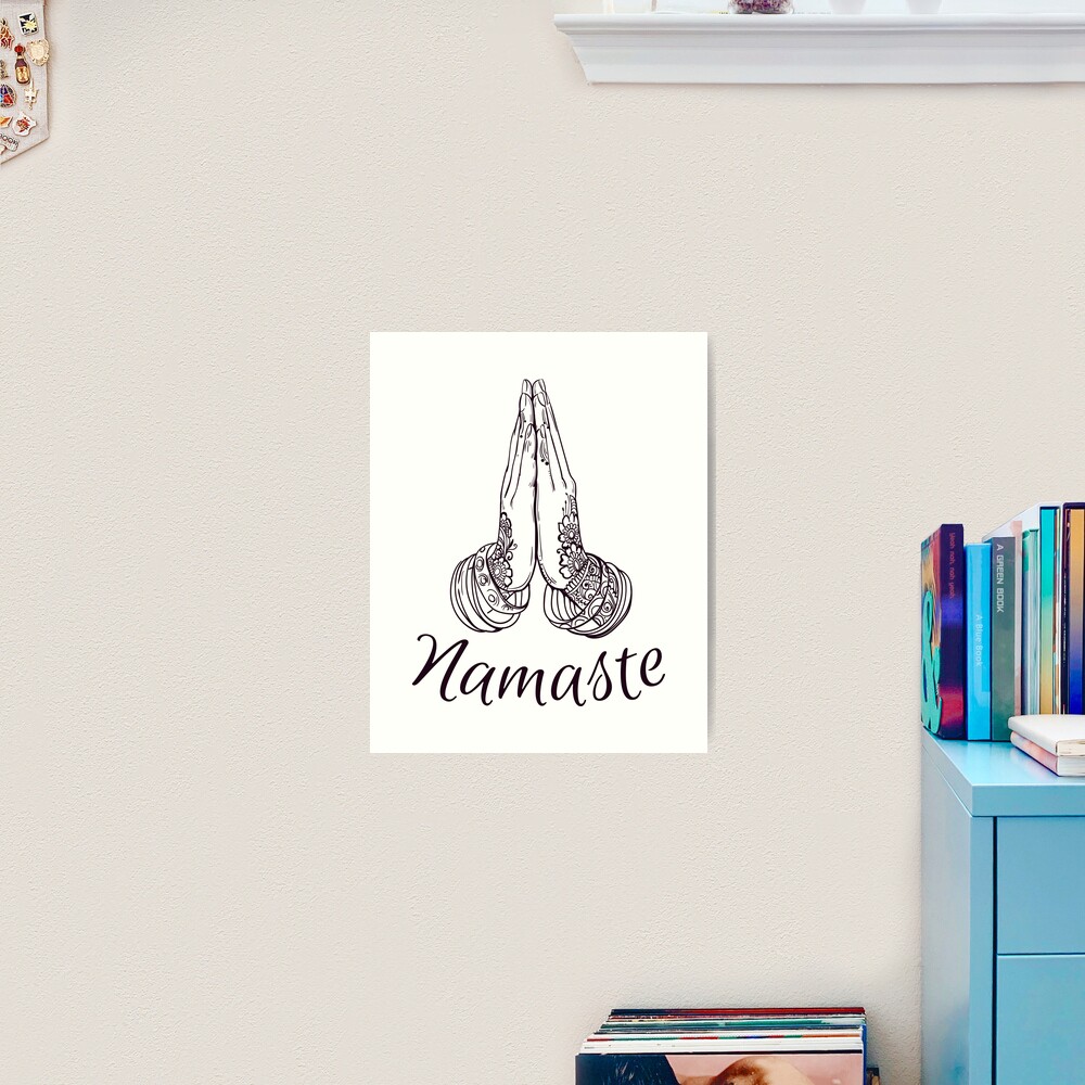 Namaste Yoga Symbol Black and White Hands Tapestry for Sale by SoccaTamam