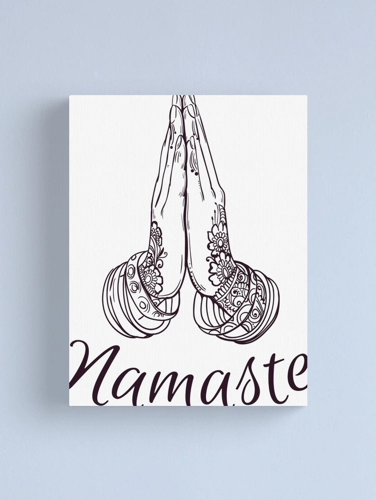 Namaste Yoga Symbol Black and White Hands Pullover Hoodie for Sale by  SoccaTamam