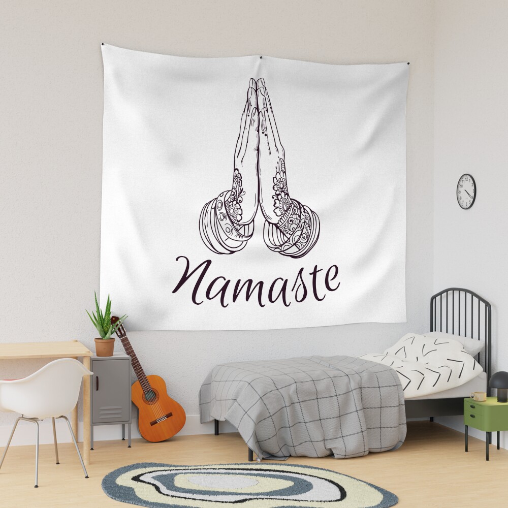 Namaste Yoga Symbol Black and White Hands