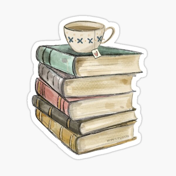 Artikel-Vorschau von Vintage-Bücherstapel und Tee, designt und verkauft von Daisy Ring Art.