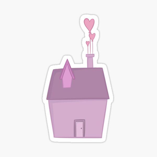 Purple Balloon house with Hearts Sticker