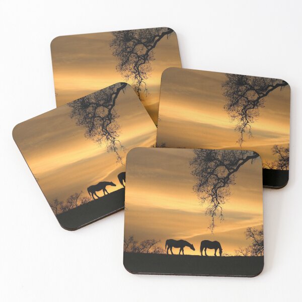 Item preview, Pretty Horses and Oak Trees In Sunrise designed and sold by Stephanie Laird.