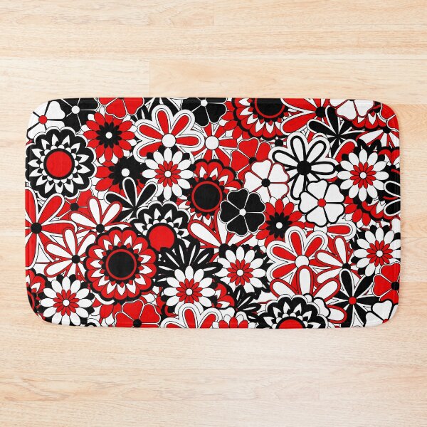 Item preview, Red Black and White Flower Power Pattern designed and sold by ArtformDesigns.