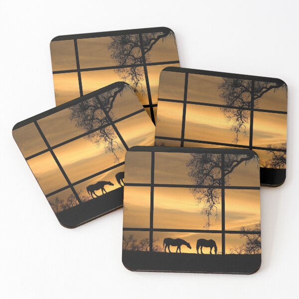 Item preview, Window View Horses in Sunrise designed and sold by Stephanie Laird.