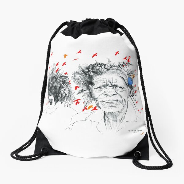 Sunmen with the Birds Drawstring Bag