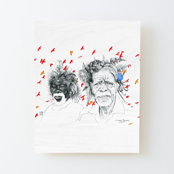 Sunmen with the Birds Wood Mounted Print